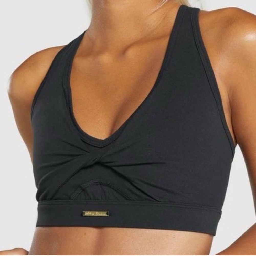 Gymshark Whitney Simmons twist front sports bra - black
